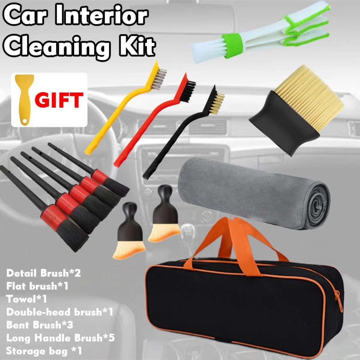 Dirt Brush Interior - Kit di 1-15 Spazzole per Pulizia